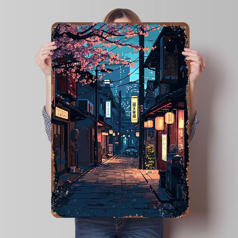 Retro Gaming Tokyo - Tokyo Japan Pixel Art Tin Plaquette