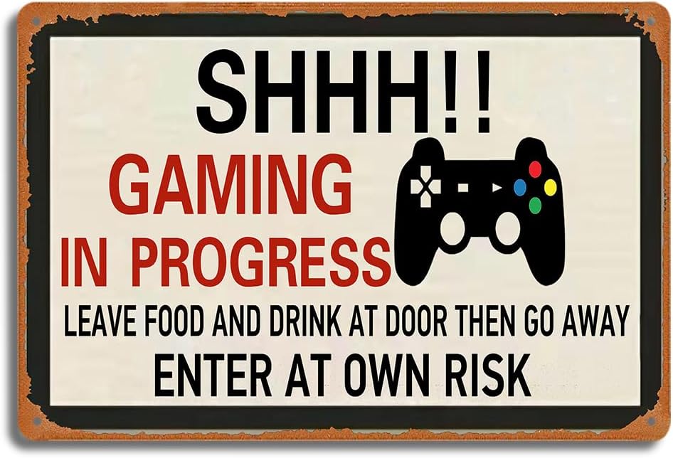 Game Retro Gaming - Retro Gaming metalen blikken bord, SHHH!