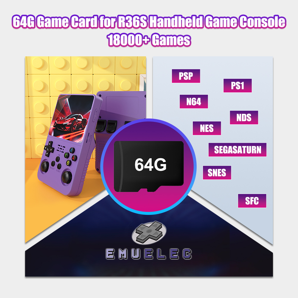 Retro Gaming Qss - 64G Game TF-kaart voor R36S Video