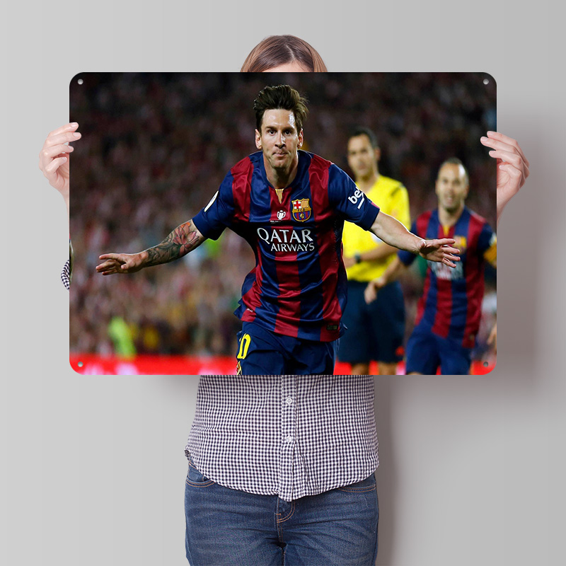 Retro Gaming At - Lionel Messi voetbal geprinte poster op