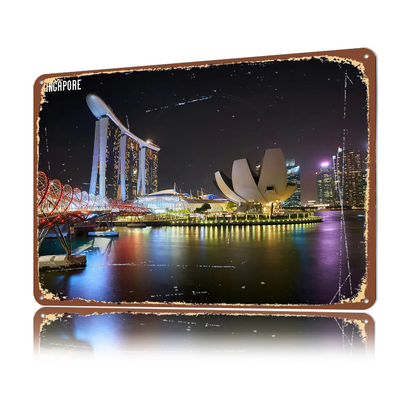 Singapore Skyline 's nachts po - Retro Gaming At recensie en prijs