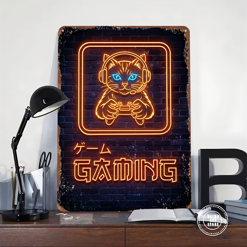 Neon Gaming Kat Geprinte Poste - Retro Gaming At recensie en prijs