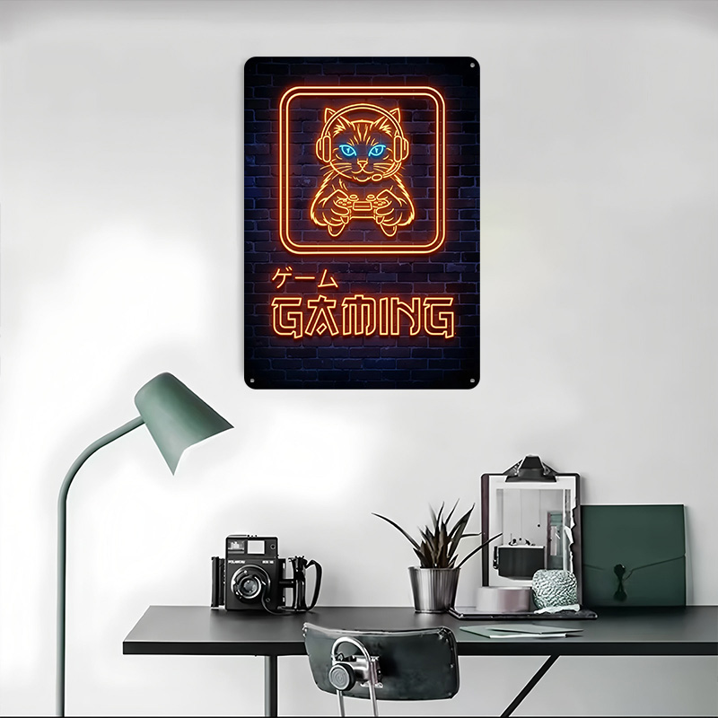 Neon Gaming Kat Geprinte Poste - Retro Gaming At recensie en prijs